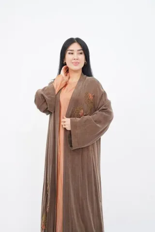 El Yapımı Nakış Boncuklu Tensel Abaya Takım