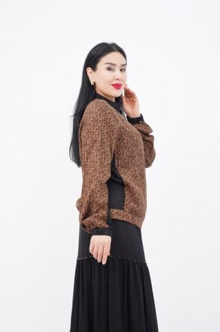 Desenli Fermuar Detay Ceket Etek Takım Haki - 40-48