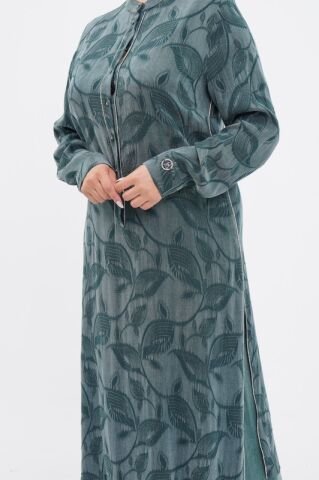 Jakar Tensel Hakim Yaka Tesettür Takım Yeşil - 40-48