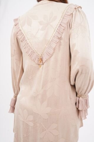 Jakar Tensel Fırfır Tesettür Takım Bej - 38-44