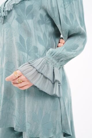 Jakar Tensel Fırfır Tesettür Takım Mint - 38-44