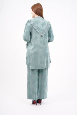 Jakar Tensel Fırfır Tesettür Takım Mint - 38-44