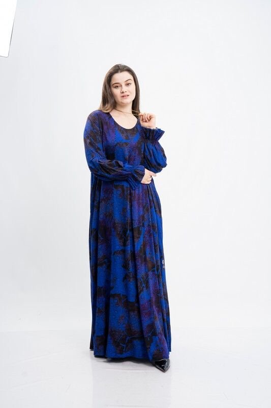 Belmando Kumaş Elbise Saks - 46-54