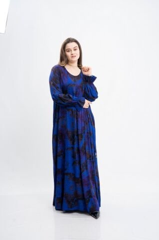 Belmando Kumaş Elbise Saks - 46-54