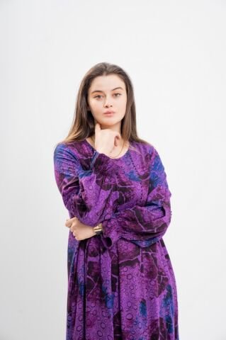 Belmando Kumaş Elbise Mor - 46-54