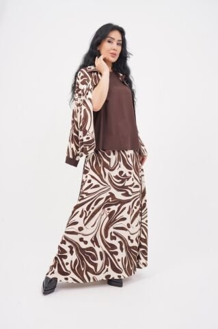 Hakim Yaka Desenli Bomber Etek Takım 40-48 - Kahve