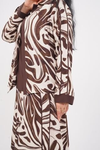 Hakim Yaka Desenli Bomber Etek Takım 40-48 - Kahve