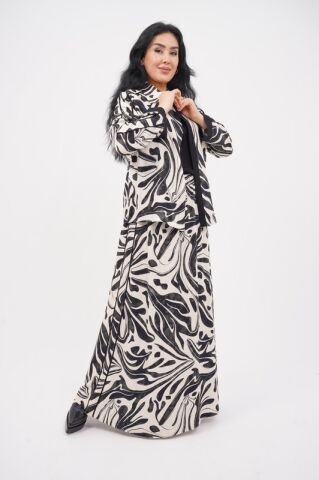 Hakim Yaka Desenli Bomber Etek Takım 40-48 - Siyah