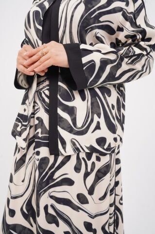 Hakim Yaka Desenli Bomber Etek Takım 40-48 - Siyah