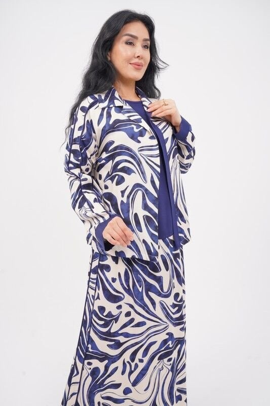 Hakim Yaka Desenli Bomber Etek Takım 40-48 - İndigo