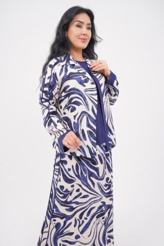 Hakim Yaka Desenli Bomber Etek Takım 40-48 - İndigo