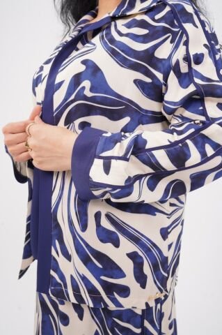 Hakim Yaka Desenli Bomber Etek Takım 40-48 - İndigo