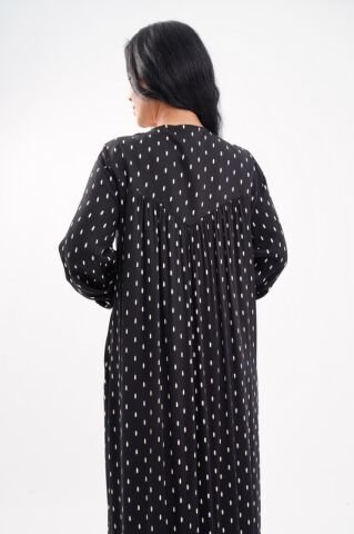 Fırfır Detaylı Tesettür Elbise Siyah - 40-48